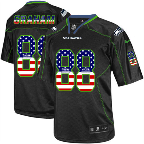 Men's Elite Jimmy Graham Nike Jersey Black - #88 USA Flag Fashion NFL Seattle Seahawks